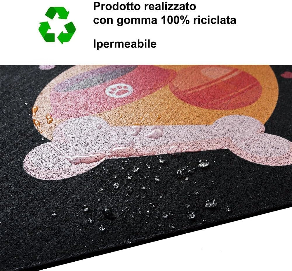 Coppia Tappetini SottoCiotola Gomma Sostenibile Antiscivolo 30x30 cm Cane Gatto Dis.E