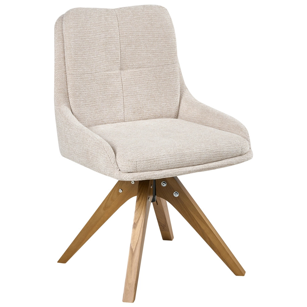 Set di 2 sedie da pranzo girevoli Rivestimento in tessuto beige chiaro Base con gambe in legno girevoli in metallo