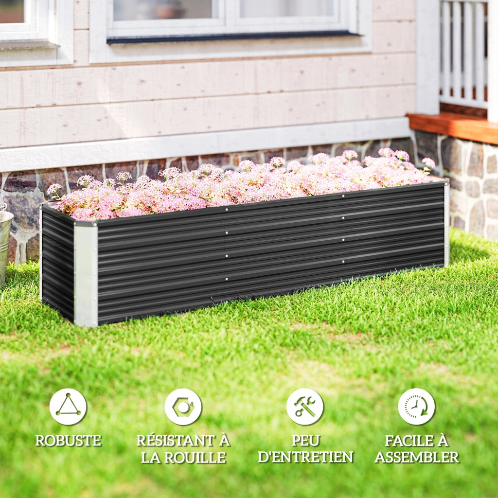 Letto da giardino rialzato in acciaio ¨C zephmum ¨C grigio 183x47x40 cm