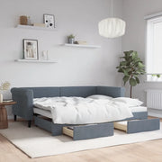 Divano Letto Estraibile Cassetti-Sofa Letto-Daybed Grigio Scuro 90x190cm Velluto 719305