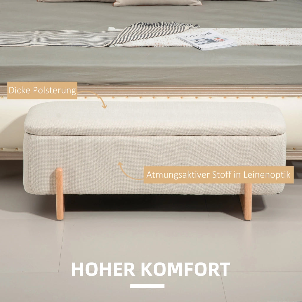 PANCA CONTENITORE 111x44x44,5 cm Beige in poliestere