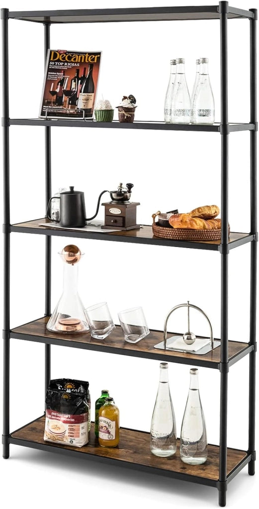 Scaffale a 5 Livelli, Scaffale di Stoccaggio Robusto, Libreria Multifunzionale e Flessibile per Ufficio Soggiorno Camera da Letto e Cucina, 80x29x154 cm