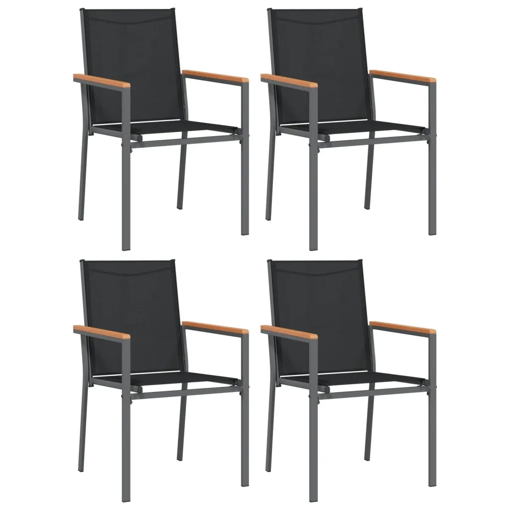 Set da Pranzo da Giardino 5 pz Nero in Textilene e Acciaio 3187034