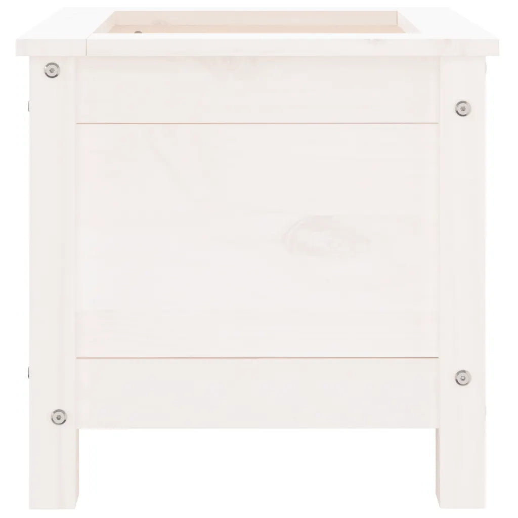 Fioriera da Giardino Bianca 40x40x39 cm Legno Massello di Pino 825248