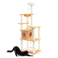 Fudajo Albero tiragraffi per gatti 164cm bianco/marrone con sisal e cuccetta