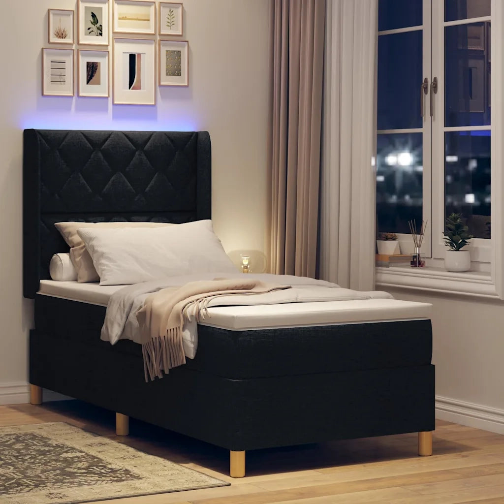 Letto a molle con materasso Nero 140 x 200 cm Tessuto 3343737