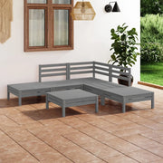 Set Salotto da Giardino 6 pz in Legno Massello di Pino Grigio 3082644