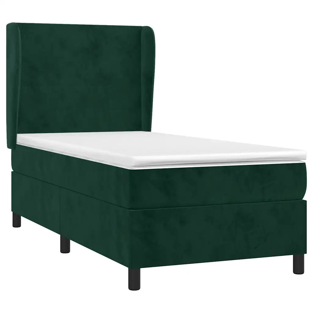 Giroletto a Molle con Materasso Verde Scuro 80x200 cm Velluto 3129060