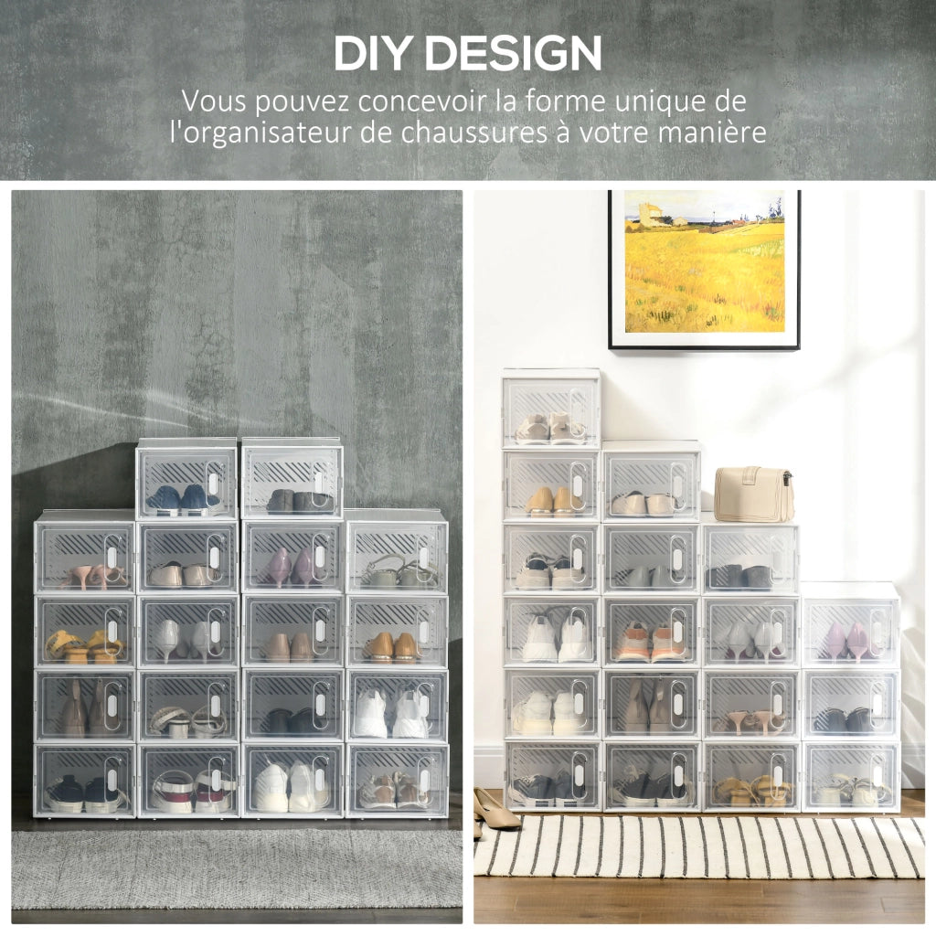 Scatole modulari per scarpe con ante trasparenti ¨C zephmum ¨C 18 pezzi 25x35x19 cm