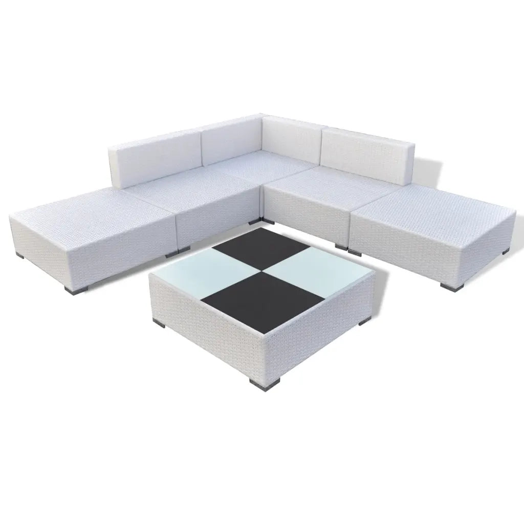 Set Divani da Giardino 6 pz con Cuscini in Polyrattan Bianco 42093