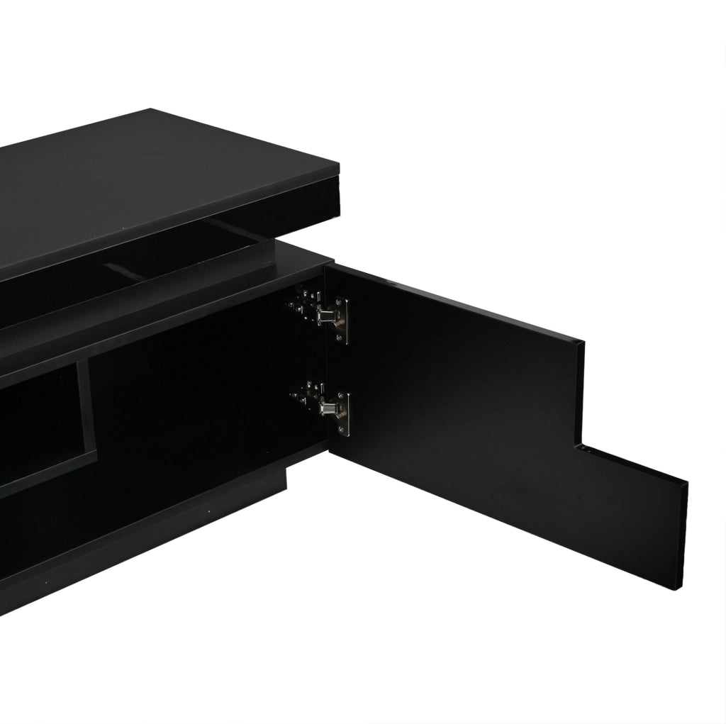 Mobile TV 175x38x45 cm con LED; 2 armadietti a L e 1 cassetto in truciolato nero