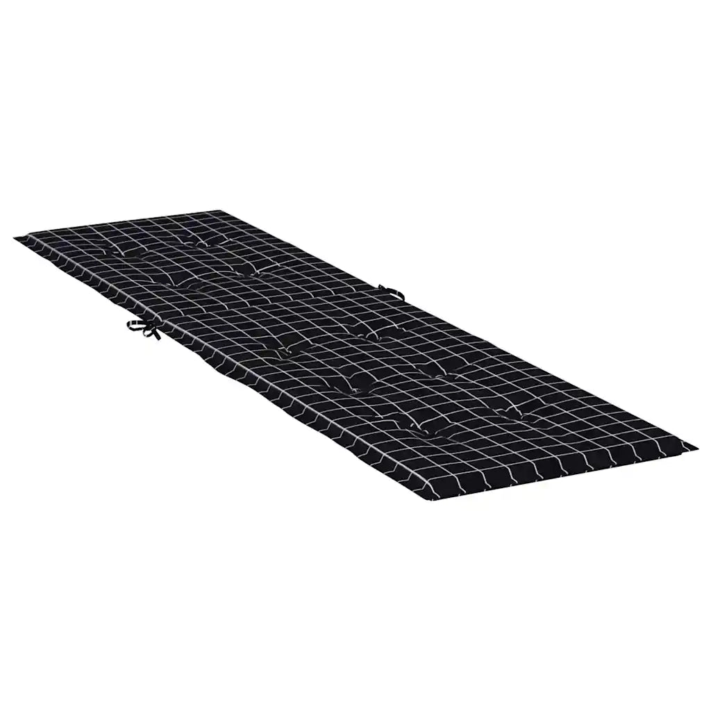 Cuscino per Sedia Sdraio Motivo a Quadri Nero in Tessuto Oxford