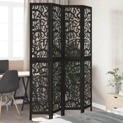 Divisorio Ambienti | Divider per stanze | Paravento 4 Pannelli Nero Legno Massello di Paulownia
