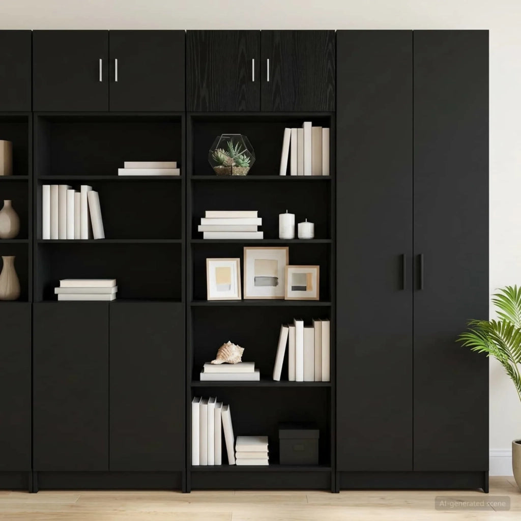 Armadio per la conservazione con ripiani Rovere Nero 3446669