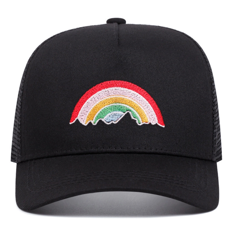 Cappellini da baseball neri con ricamo arcobaleno