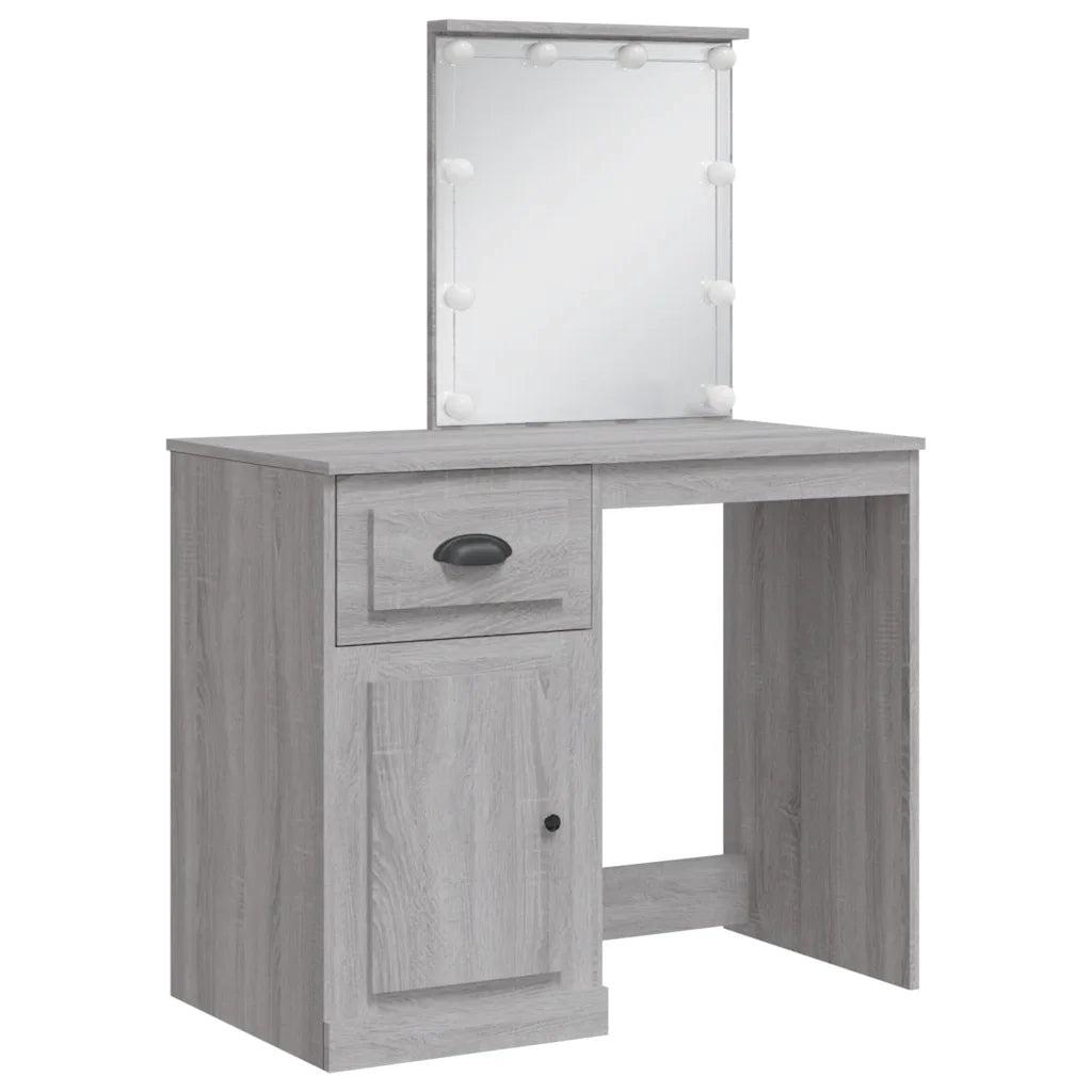 Toeletta | Tavolo da Trucco con Luci LED Grigio Sonoma 90x42x132,5 cm