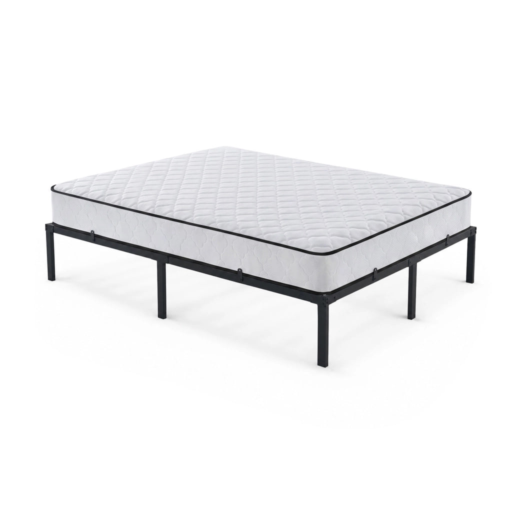 Struttura Letto Pieghevole in Metallo con Materasso Rete a Doghe 140x190 cm Nero Letto per Ospiti 9 Gambe 20 Doghe