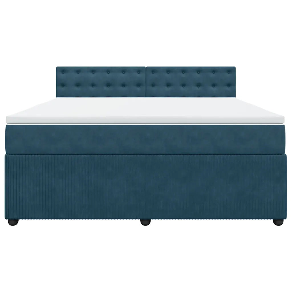 vidaXL Giroletto a Molle con Materasso Blu 180x200 cm in Velluto