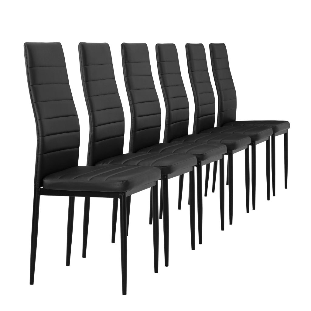Set di 6 Sedie da Sala Pranzo Rivestimento in Similpelle - Nero [en.casa]