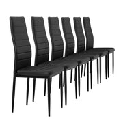 Set di 6 Sedie da Sala Pranzo Rivestimento in Similpelle - Nero [en.casa]