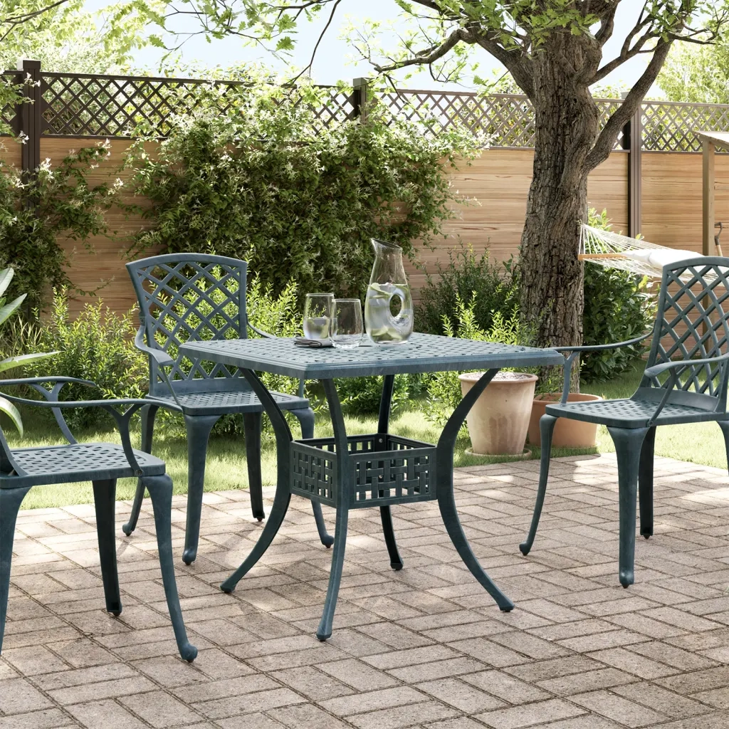 vidaXL Tavolo da Giardino Verde 80x80x75 cm in Alluminio Pressofuso