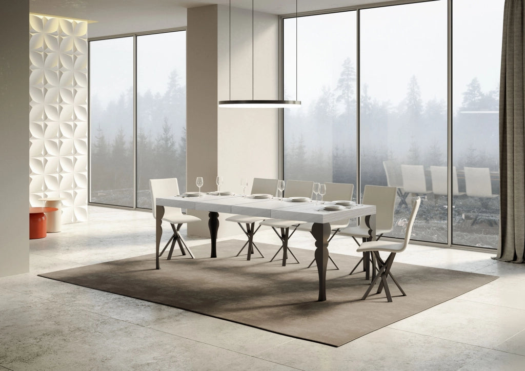 Tavolo allungabile 90x200/304 cm Paxor Premium bianco frassino telaio Antracite