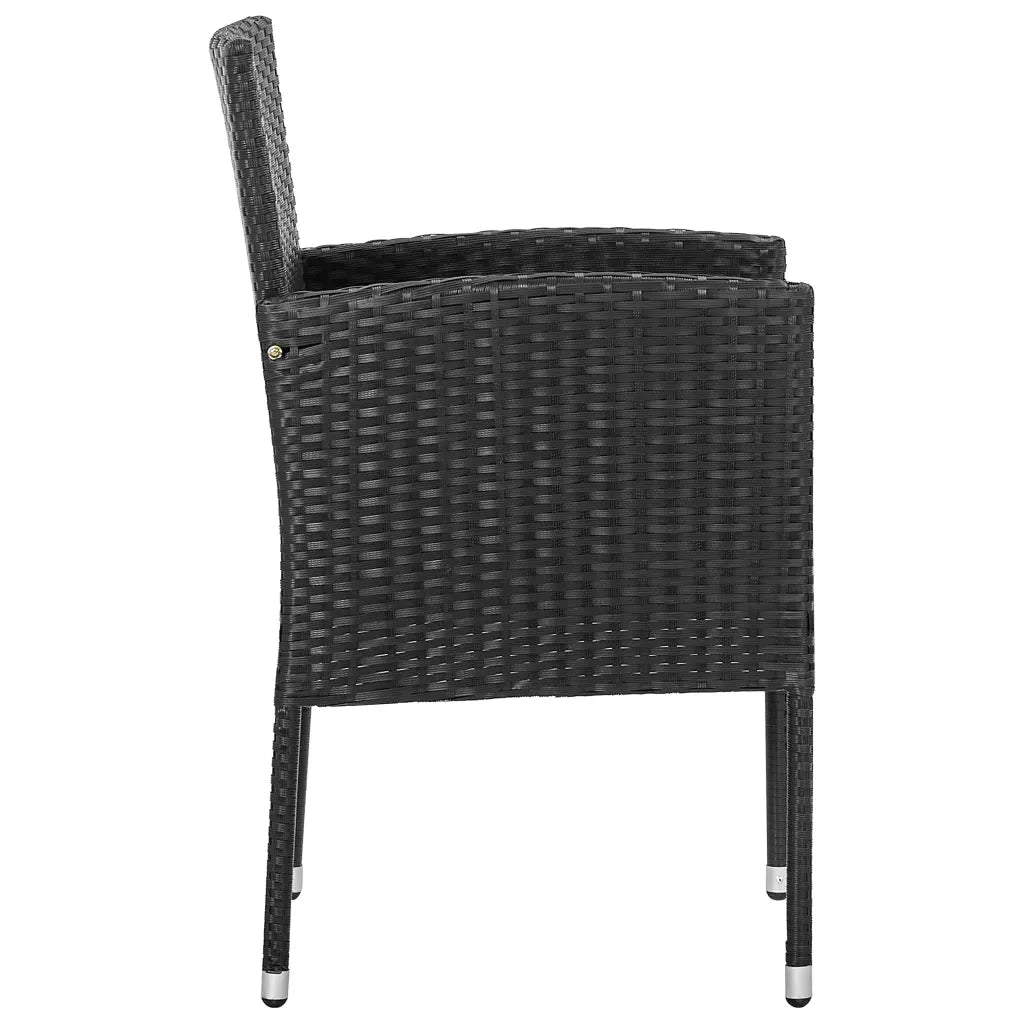 Set da Pranzo da Giardino 5 pz Nero in Polyrattan e Acciaio 3203337