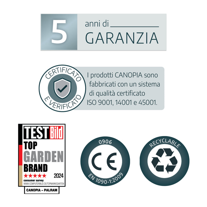 Canopia Bella Doppio Strato Serra Da Giardino in Policarbonato 964X244X219 cm Argento