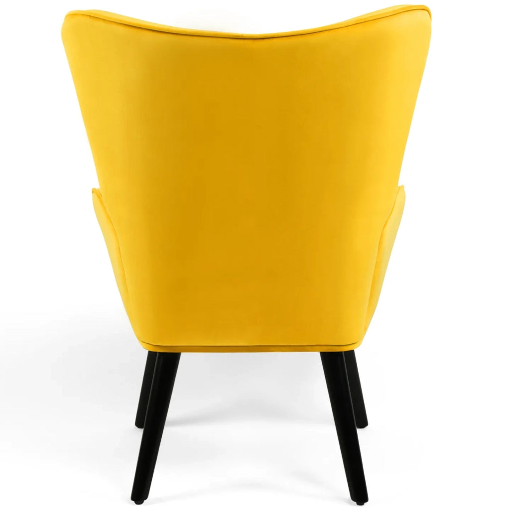 IDMarket - ANIA Poltrona scandinava con poggiapiedi in velluto giallo