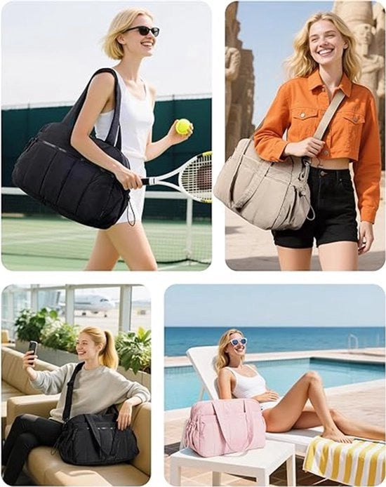 Borsa sportiva per donna, valigetta con contenitore impermeabile, borsa leggera per weekend, impermeabile