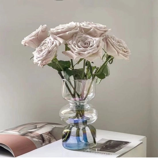Vasi moderni di Ins, vasatura idroponica vaso di vetro per fiori, vaso di tulipani, vaso di vetro a bolle per fiori, vaso di vetro a tre strati per decorazione, vaso di vetro geometrico per casa/ufficio/matrimonio/festa (iridescente chiaro)
