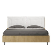 Letto Matrimoniale 160x200 cm Senza Rete Struttura Quercia con Cuscini in Similpelle Egos Annalisa Bianco