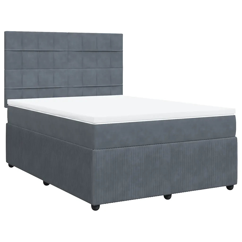 Giroletto a Molle con Materasso Grigio Scuro 140x200 cm Velluto