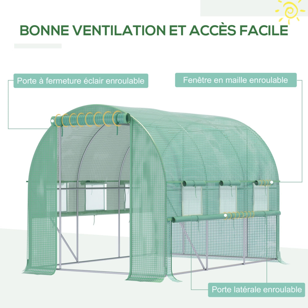 Serra da giardino tunnel 6 m2 con 6 finestre ¨C Minimal ¨C verde struttura in acciaio galvanizzato