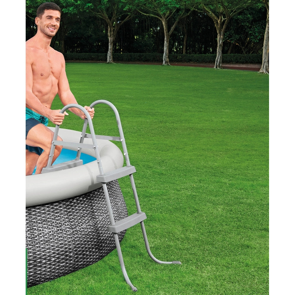 Trade Shop - Scala Da Piscina Fuori Terra 84cm Scaletta Sicurezza 2 Gradini Plastica Resistente 58430 -