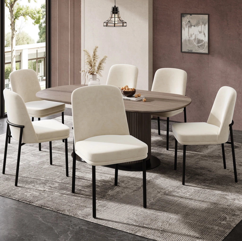 Set di 2 sedie da pranzo beige in velluto