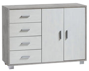 Madia 2 Ante 4 Cassetti 116x86x41 cm Cemento/Ossido Bianco