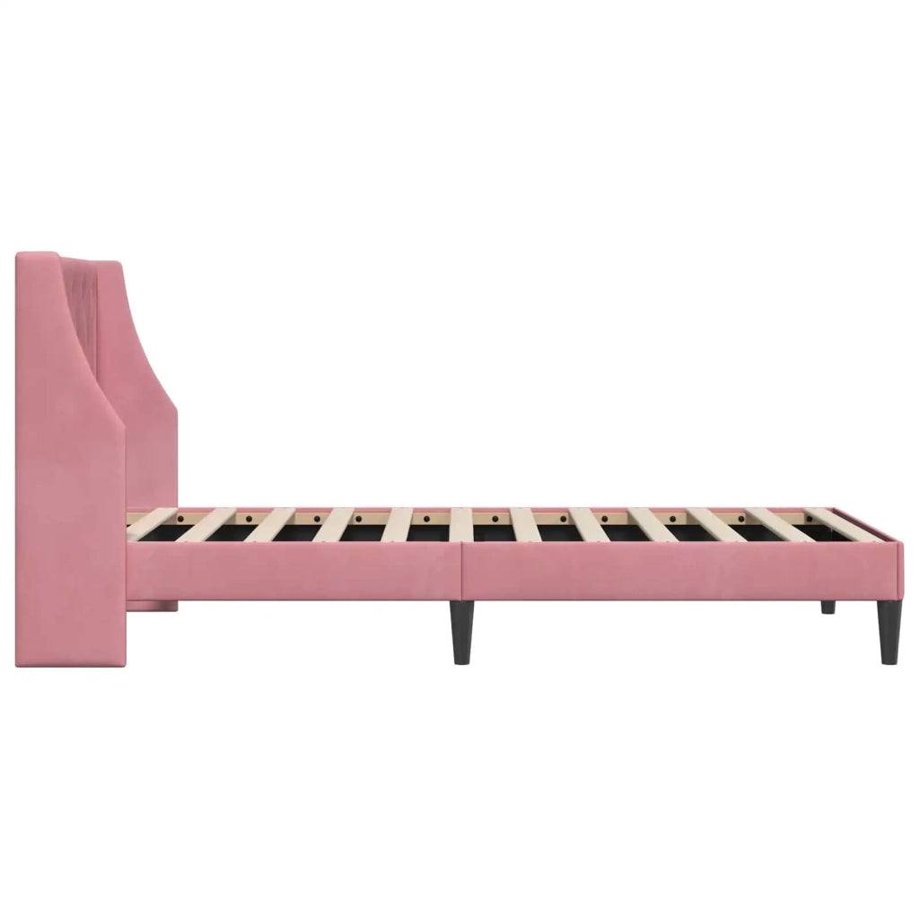 Struttura del letto con testiera Rosa 90 x 200 cm Velluto