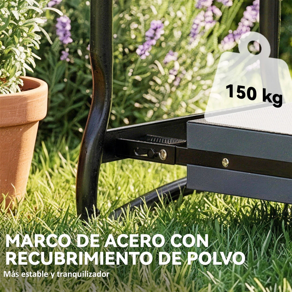 Sgabello Pieghevole da Giardino con Cuscino in EVA e Tasca ¨C Zephmum ¨C Grigio
