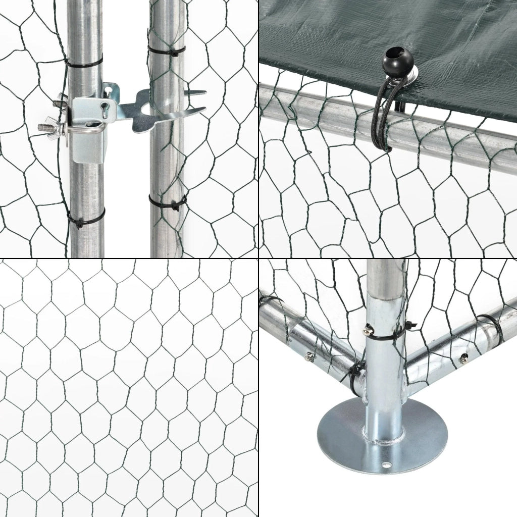 Gabbia voliera per animali da esterno con serratura struttura in acciaio zincato 2 x 2 x 2 m verde scuro argento 03_0005139