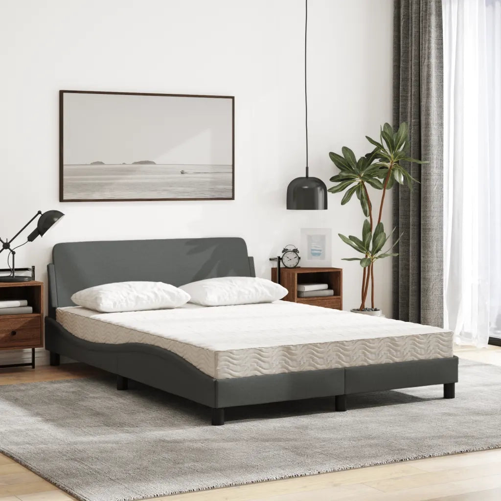 Letto matrimoniale | Letto per adulti | Letto con Materasso Dover Grigio Scuro 140x190 cm Tessuto