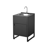 Cucina esterna in acciaio con lavello e 1 porta, 60cm, nero