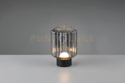 LORD LAMPADA DA TAVOLO RICARICABILE METALLO NERO E VETRO RIGATO FUME' REGOLAZIONE INTESITA' TOUCH H.19,5CM LED 1,5W 100lm, 3000K