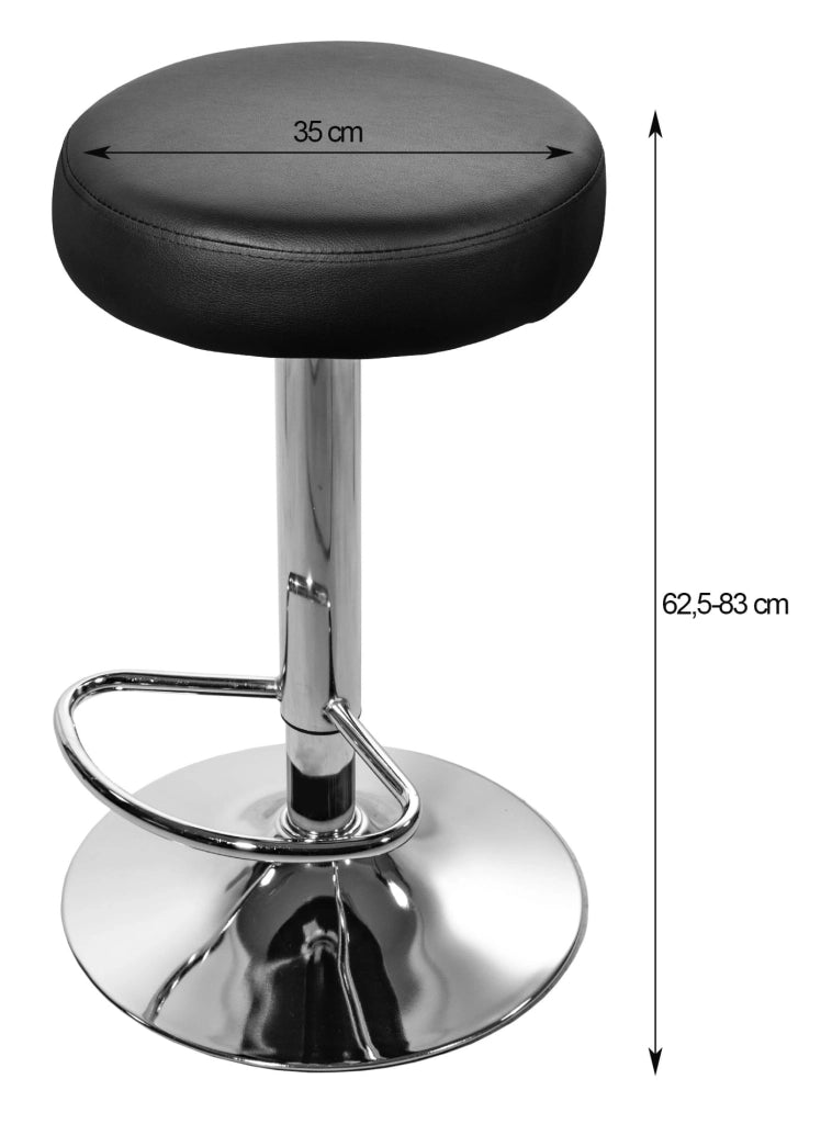 Sgabello girevole VALORA ROJST - Ecopelle nera / Base cromata x 2