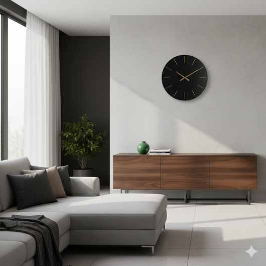 Orologio da Muro Ø 60x5 cm Timeline in Legno Nero