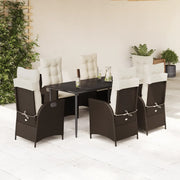 Set da Pranzo da Giardino 7pz con Cuscini in Polyrattan Marrone 3213200