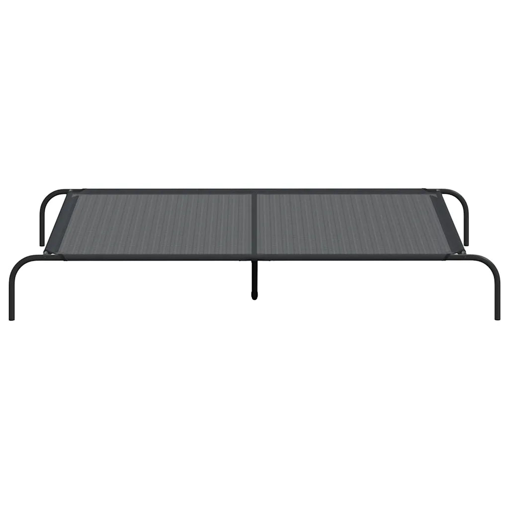 Cuccia per Cani Rialzata Nera 150x90x20 cm Textilene e Acciaio