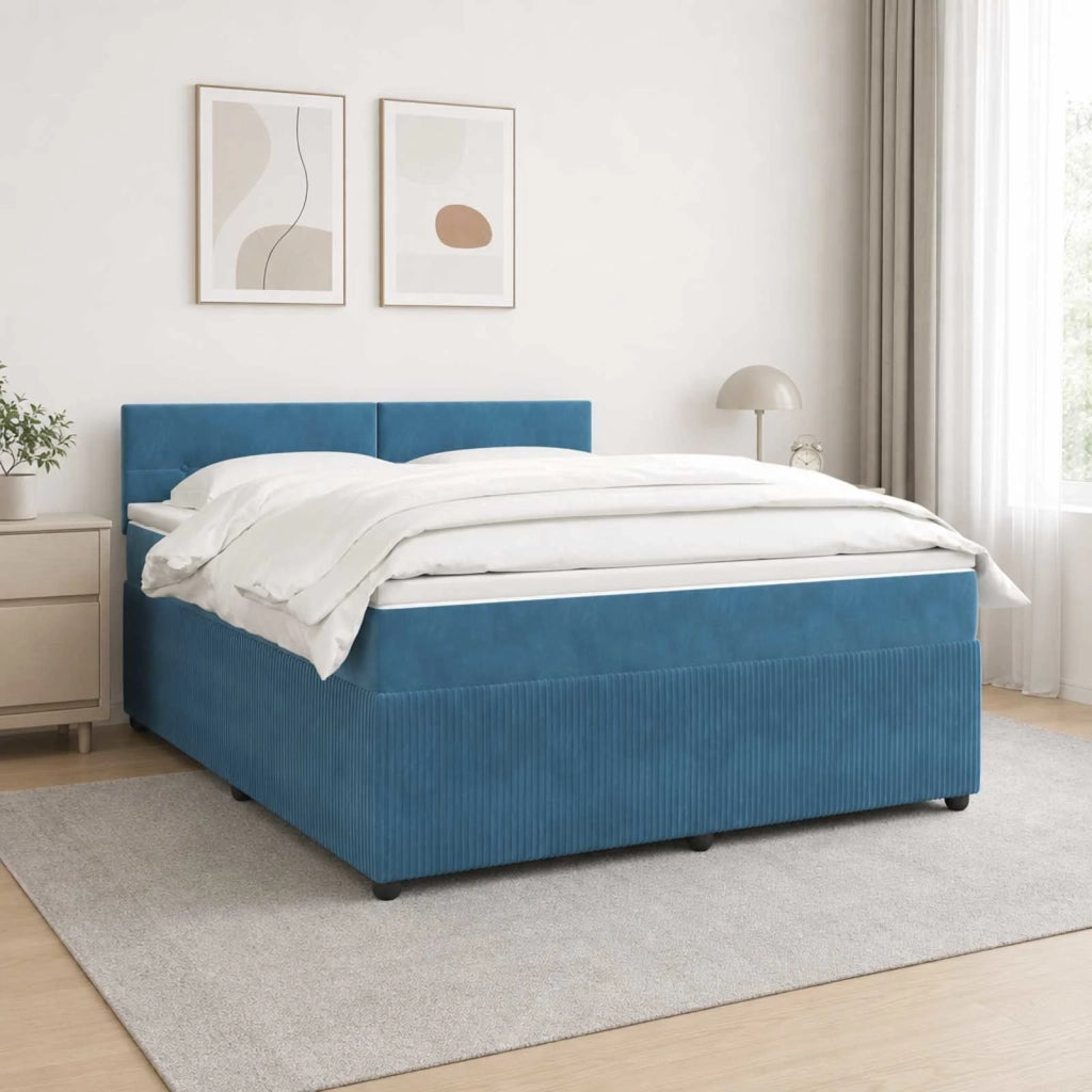 Letto box spring con materasso Blu 140 x 200 cm Velluto 3453159