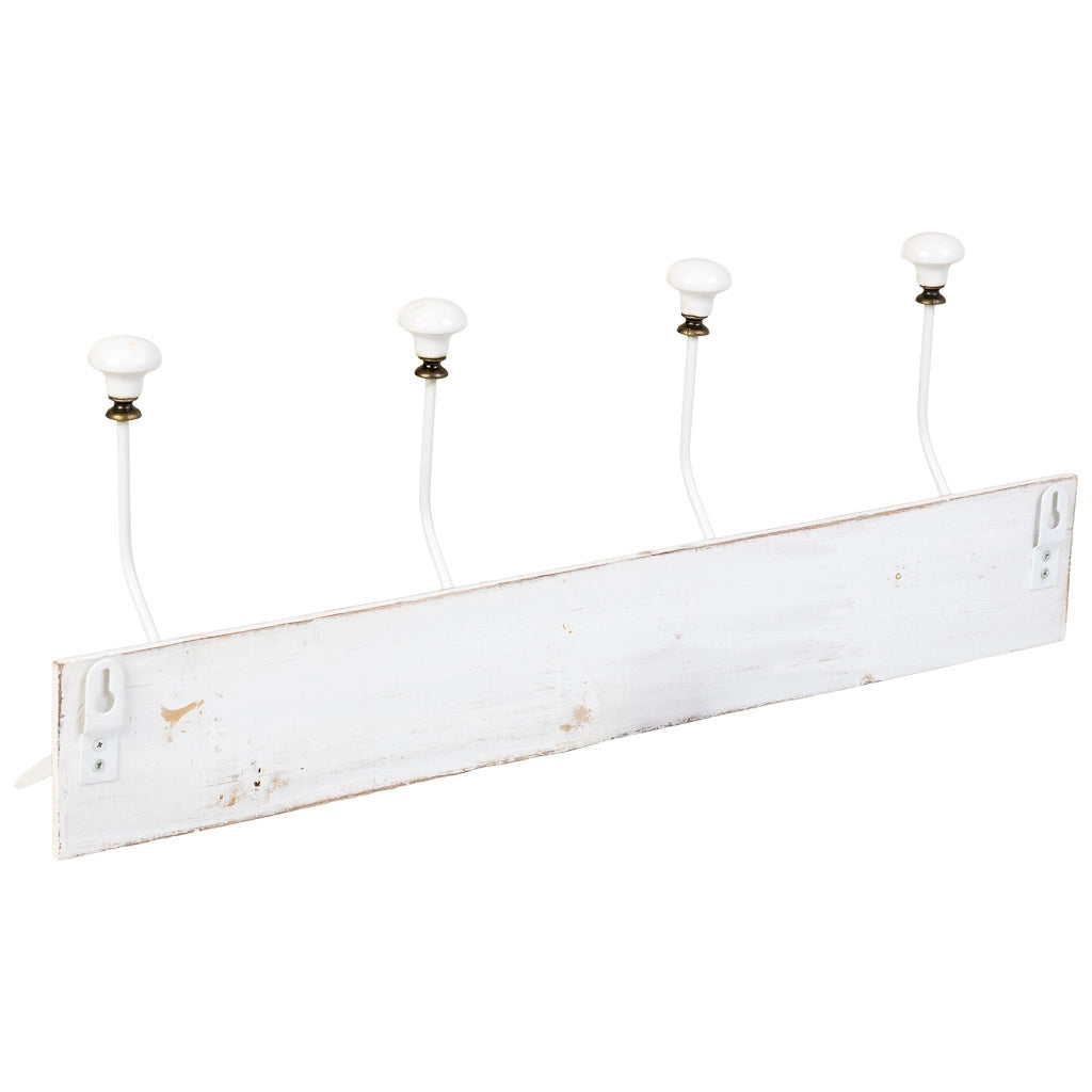 Appendiabiti da parete in legno con 4 ganci 52x1,3x8h cm