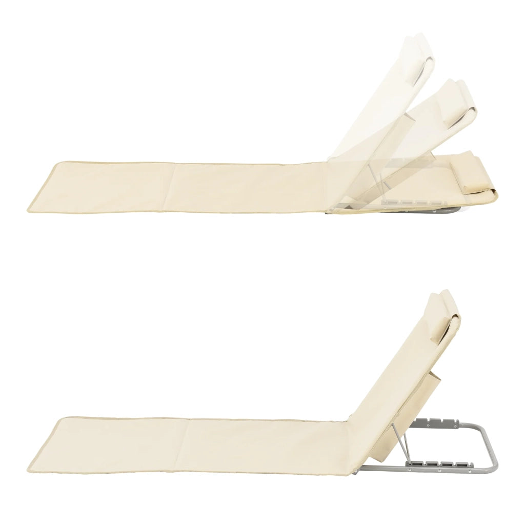 Set di 2 Materassini da Spiaggia Reclinabili Beige 03_0009656